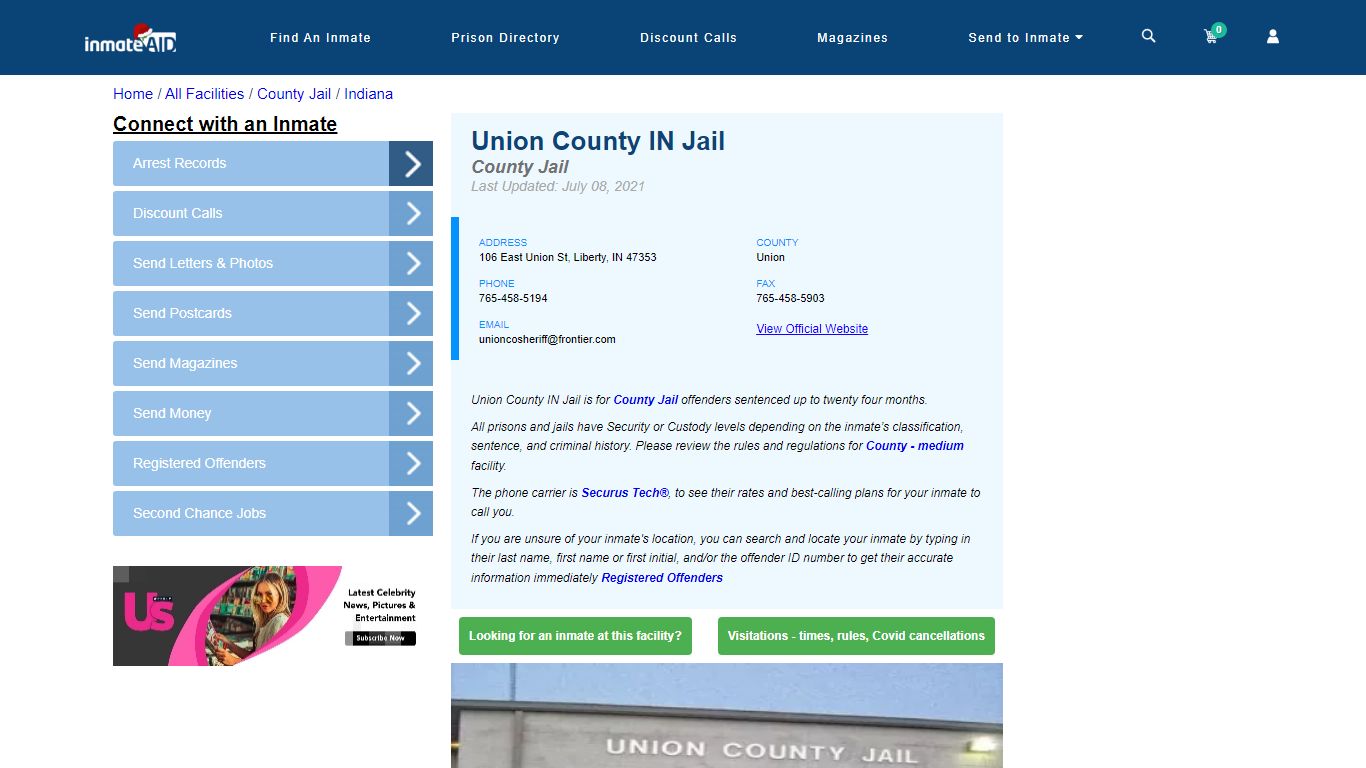 Union County IN Jail - Inmate Locator - Liberty, IN