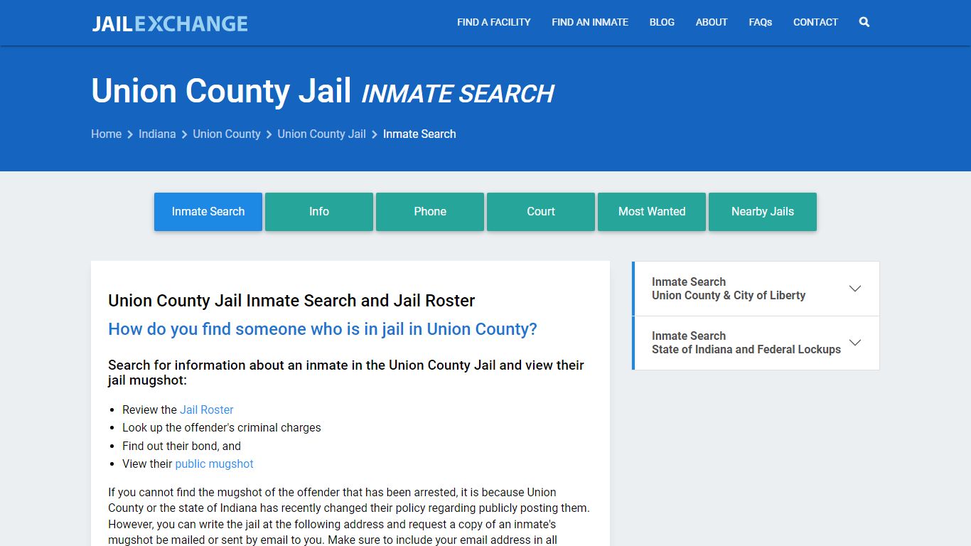 Inmate Search: Roster & Mugshots - Union County Jail, IN