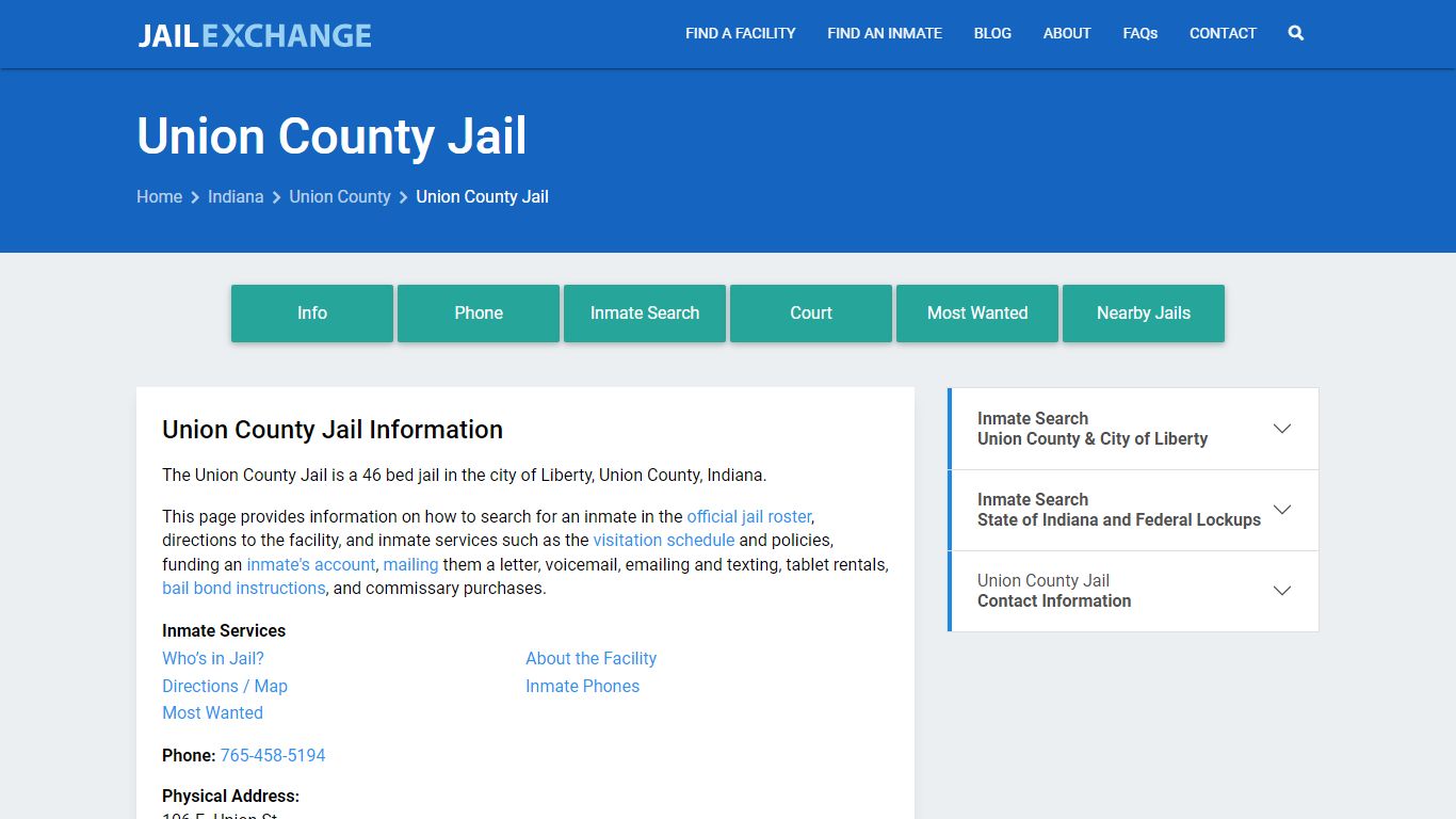 Union County Jail, IN Inmate Search, Information - Jail Exchange